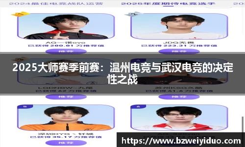 2025大师赛季前赛：温州电竞与武汉电竞的决定性之战
